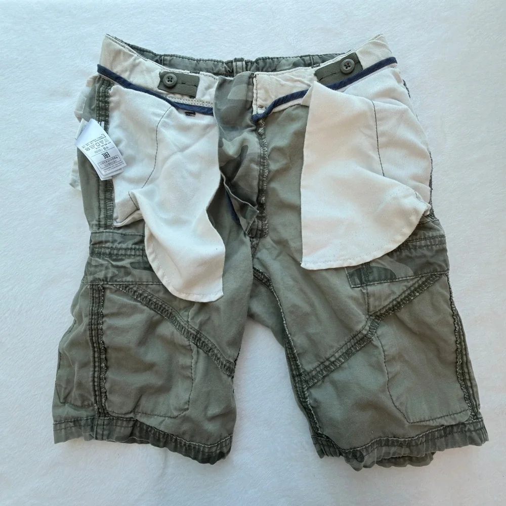 GAP Cargo Shorts Boys 8 Green Camo Excellent Adjustable Waist Utility Gorpcore